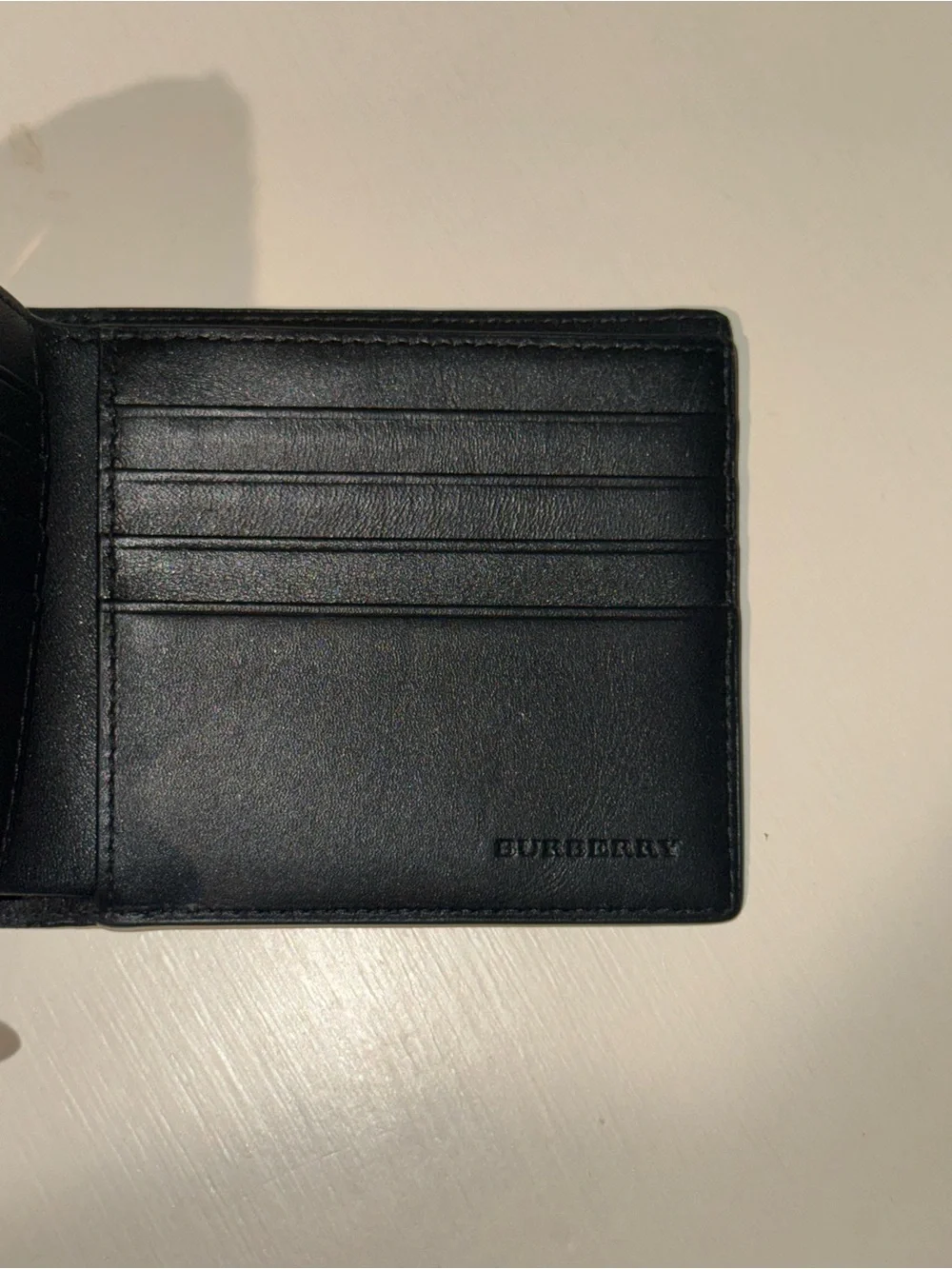Brand New Burberry Men's Black & Navy Check Leather Wallet